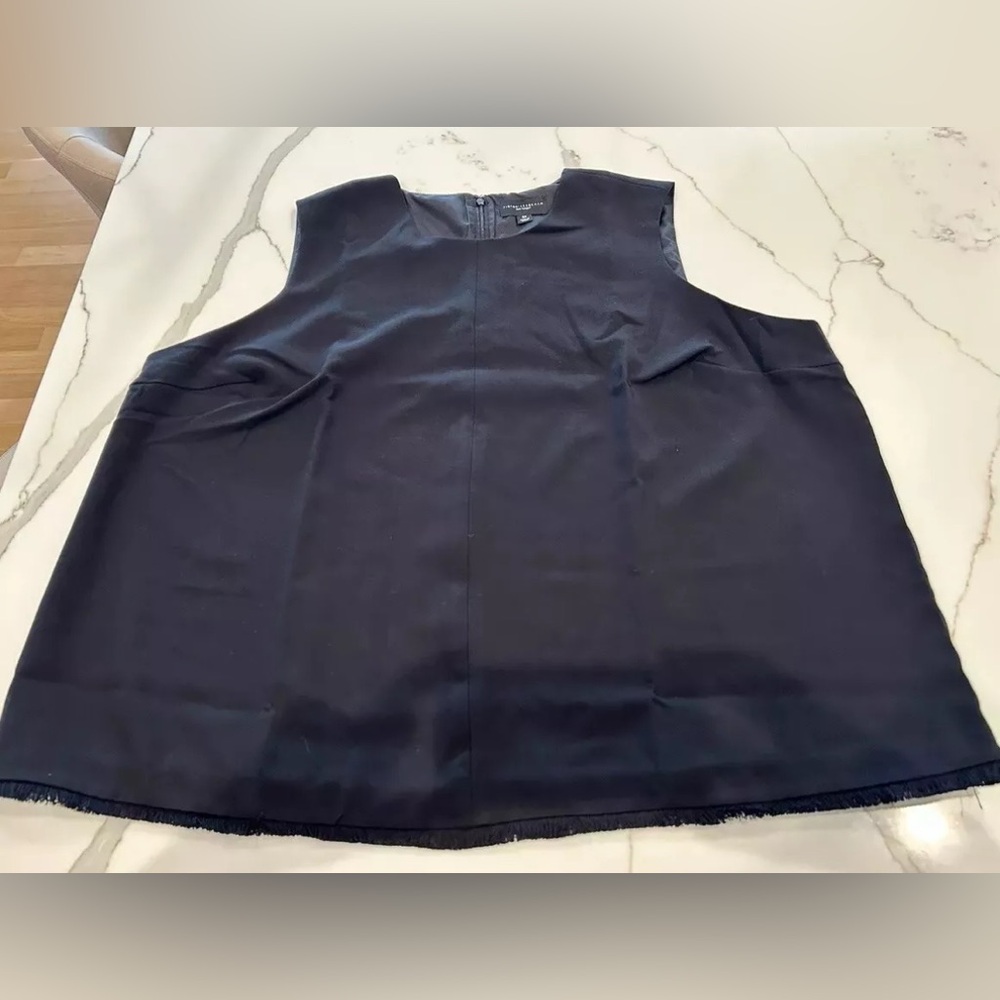 Victoria Beckham Target Tank Top 3XL Black Twill Fringe Hem Capsule Easily Layer